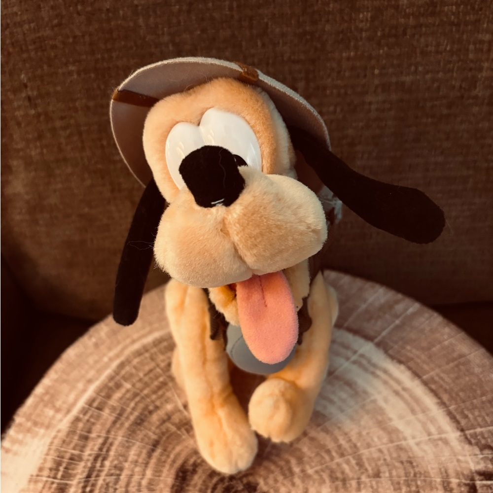 Pluto Walt Disney World Safari Bean Bag Plush With Backpack & Canteen